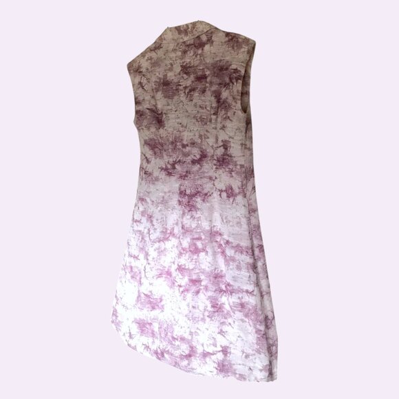 Cute Sleeveless Double Breasted Abstract Floral Vest in White and Purple - Picture 9 of 13